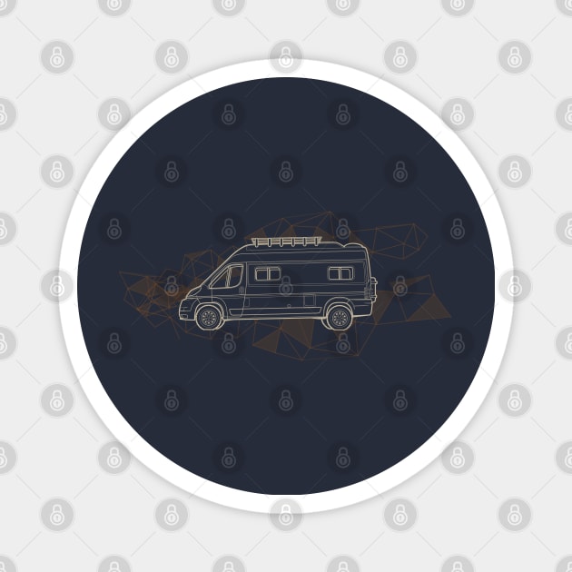 Camper Van, Adventure Calling, Geo Magnet by Bluevolksmann